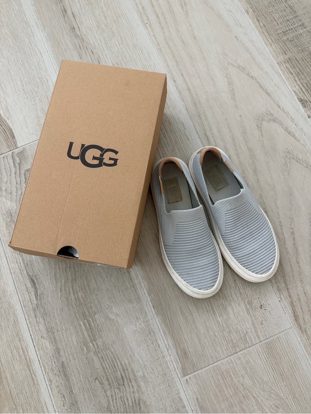 UGG Women's Gray/Blue Knit Slip-On Sneakers